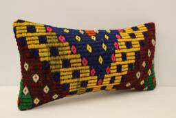 Kilim Pillow Cover 10x20 Inches 25x50 cm Lumbar Throw Sofa 4Yef-547 - thumbnail 1