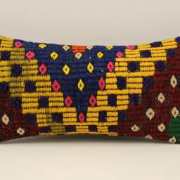 Kilim Pillow Cover 10x20 Inches 25x50 cm Lumbar Throw Sofa 4Yef-547 - thumbnail 2