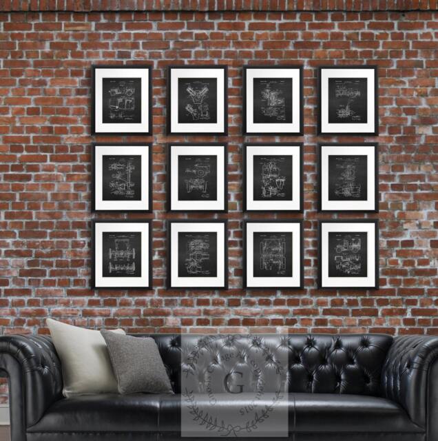 Willys Jeep Patents Art Prints, Vintage Chalkboard Style, Set Of 12 - image 1