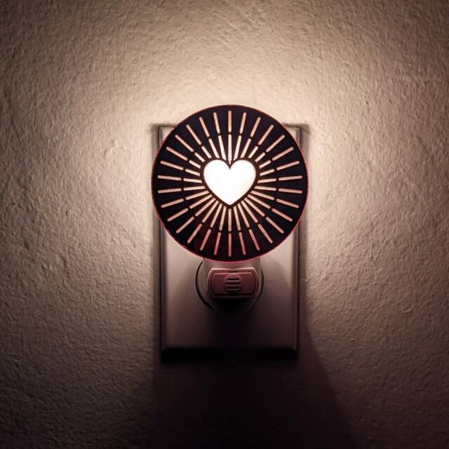 Heart Rays Rose Gold Mirrored Acrylic Night Light - image 1