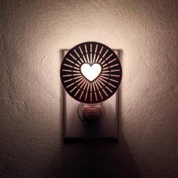 Heart Rays Rose Gold Mirrored Acrylic Night Light - thumbnail 1