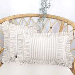Bohemian Linen Striped Pillow Cover With Frill Edges - thumbnail 2