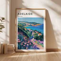 Adelaide Australia Travel Poster South Cityscape Wall Art - thumbnail 3