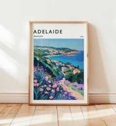 Adelaide Australia Travel Poster South Cityscape Wall Art - thumbnail 1