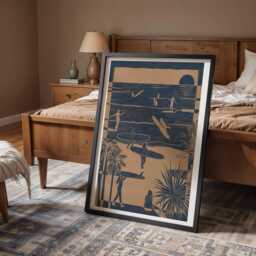 Surf Bums , Blue Scene Art Print - California Beach, Tropical Wall Decor - thumbnail 3