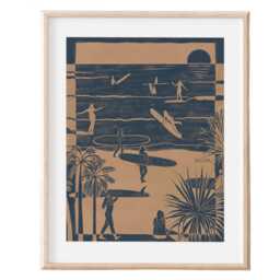 Surf Bums , Blue Scene Art Print - California Beach, Tropical Wall Decor - thumbnail 2