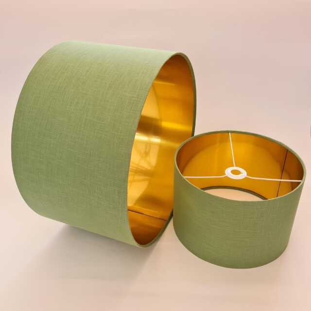 Sage Green Lampshade in Linen With Gold Lining - image 1