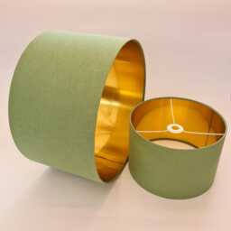 Sage Green Lampshade in Linen With Gold Lining - thumbnail 1