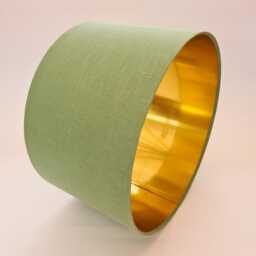 Sage Green Lampshade in Linen With Gold Lining - thumbnail 3