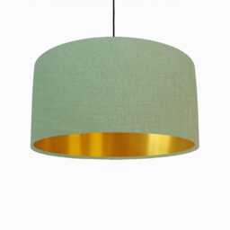 Sage Green Lampshade in Linen With Gold Lining - thumbnail 2