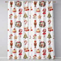 Cute Nutcracker Wreath Cake Girl Christmas Tree On Cream Background Seamless Readymade Eyelet Ring Top Thermal 100% Blackout Curtains - thumbnail 2