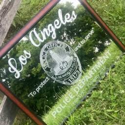 Custom Police Badge Mirror, Large Personalized Bar Farmhouse Decor Engraved Etched 24x36 - thumbnail 2