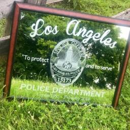 Custom Police Badge Mirror, Large Personalized Bar Farmhouse Decor Engraved Etched 24x36 - thumbnail 3