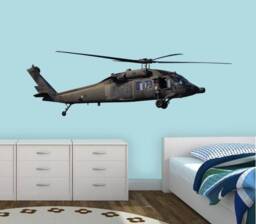 Blackhawk Helicopter Wall Decal - Military Sticker Reusable Fabric Material Aviation Decor Vwaq Pas20 - thumbnail 1