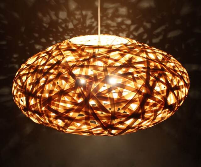 Handwoven Bamboo Pendant Light Oval Ceiling Lighting Fixture - image 1