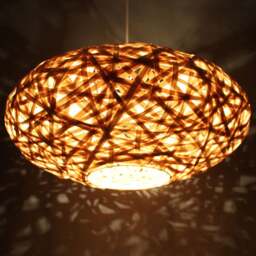 Handwoven Bamboo Pendant Light Oval Ceiling Lighting Fixture - thumbnail 3
