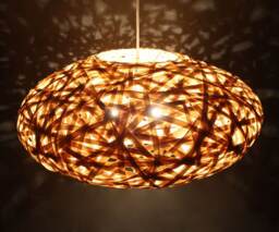 Handwoven Bamboo Pendant Light Oval Ceiling Lighting Fixture