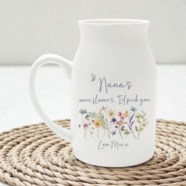 Personalised Ceramic Flower Vase, Mother's Day Gift For Mum, Nana, Nanny, Grandma Birthday - image 1