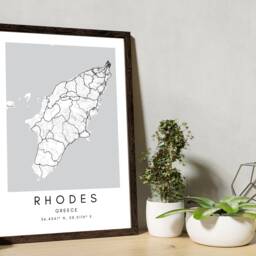 Rhodes Greece Map Print Minimalist Travel Art - thumbnail 2