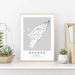 Rhodes Greece Map Print Minimalist Travel Art - thumbnail 3