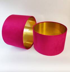 Cerise Pink Velvet Lampshade With Gold Lining, Large Plain Ceiling Lightshade - thumbnail 1