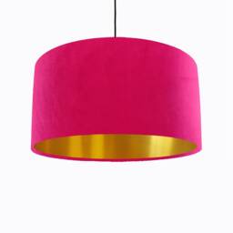 Cerise Pink Velvet Lampshade With Gold Lining, Large Plain Ceiling Lightshade - thumbnail 2