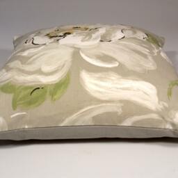 Sanderson Floral Pillow Cover, White Flower Linen Blend, Designer Throw - thumbnail 2