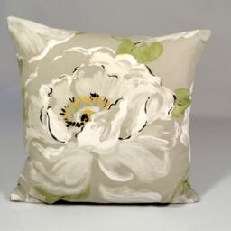 Sanderson Floral Pillow Cover, White Flower Linen Blend, Designer Throw - thumbnail 4