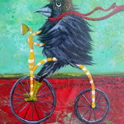 steampunk Raven Pennyfarthing - Floorcloth Wall Art Rugs - thumbnail 4