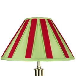 Handmade Silk Coolie Lampshade in Emerald Green With Tulip Red. Double Box Pleat - thumbnail 1