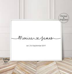 Engagement Gift, Couples Wedding Print Print, Love Sign, Personalised Custom Names, New Home Decor - thumbnail 1