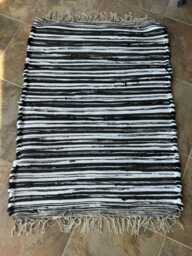 "Black Rug, Black & White 34"" L X 24 1/2" - thumbnail 1