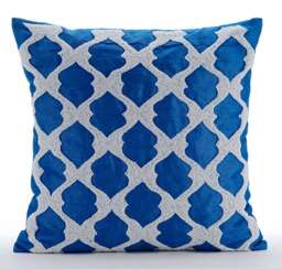 "Designer Lattice, Trellis Royal Blue Bed Pillow 24""x24""/26""x26" - thumbnail 1