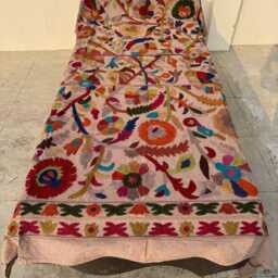 Artisan Suzani Quilt - Hand-Embroidered Cotton, Colorful Ethnic Patterns, Bohemian Bedding Or Throw - thumbnail 2
