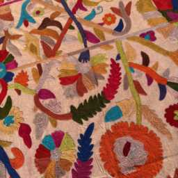 Artisan Suzani Quilt - Hand-Embroidered Cotton, Colorful Ethnic Patterns, Bohemian Bedding Or Throw - thumbnail 3