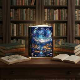Velaris Book Lamp, City Of Starlight Night Light, A Court Thorns & Roses By Sarah J Maas, Fantasy Folding Reading Lamp - thumbnail 3