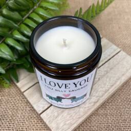 Personalised Valentine's Candle Gift - You Silly Sausage Dachshund Dog Wife Girlfriend Partner - Amber Jar - thumbnail 2