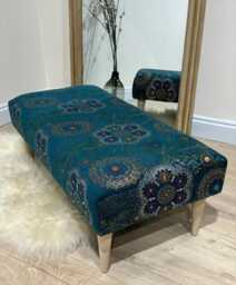 Floral Pattern Footstool Bench, Ottoman Coffee Table, Kids Storage