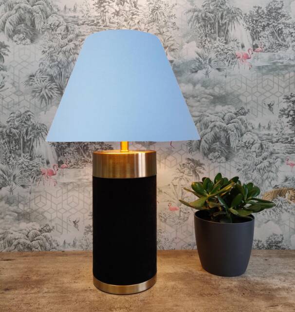 Light Blue Empire Lampshade in Cotton, Conical Tapered Lamp Shade - image 1