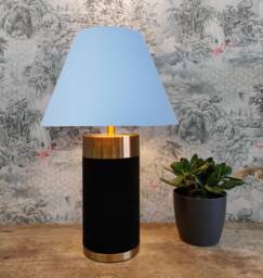 Light Blue Empire Lampshade in Cotton, Conical Tapered Lamp Shade - thumbnail 1