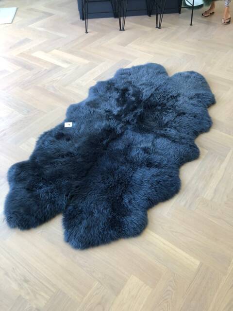 Navy Blue Sheepskin Rug , Dark Blue, Navy Rug, Large Furry Xl Mat, Carpet - image 1