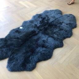 Navy Blue Sheepskin Rug , Dark Blue, Navy Rug, Large Furry Xl Mat, Carpet - thumbnail 2