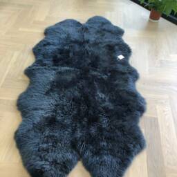 Navy Blue Sheepskin Rug , Dark Blue, Navy Rug, Large Furry Xl Mat, Carpet - thumbnail 3