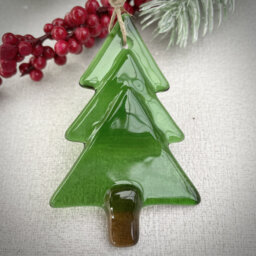 Green Fused Glass Christmas Tree Festive Decoration - Tall