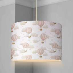 Lampshade - Nursery Ceiling Multiple Hot Air Balloons Pink, Lampshade Or Table Lampshade Childrens Room Round