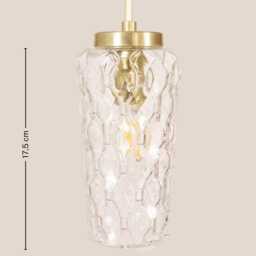 Vanesa Vintage Pendant Light Handcrafted Glass Lamp Textured Retro Ceiling Fixture Yugoslavia Gold Brass - thumbnail 4
