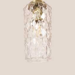 Vanesa Vintage Pendant Light Handcrafted Glass Lamp Textured Retro Ceiling Fixture Yugoslavia Gold Brass - thumbnail 3