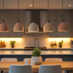 Modern Ceramic Pendant Light, Sculptural Dome Chandelier, Clean Lines - Plug In, Naaya Mini Dome - thumbnail 2