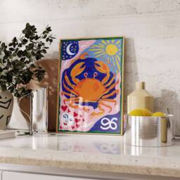 Cancer Poster, Star Sign Zodiac Print, Birthday Gift, Celestial Astrology Art, Boho Decor, Bedroom Spiritual Wall Art - thumbnail 2