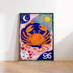 Cancer Poster, Star Sign Zodiac Print, Birthday Gift, Celestial Astrology Art, Boho Decor, Bedroom Spiritual Wall Art - thumbnail 3